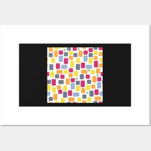 Scatter pattern from colorful rectangles on white Posters and Art